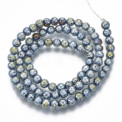 Electroplated Natural Lava Rock Beads Strands G-S352-30A-04-1