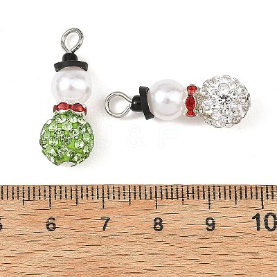 Christmas Handmade Polymer Clay with Rhinestone Pendants PALLOY-JF06037-1