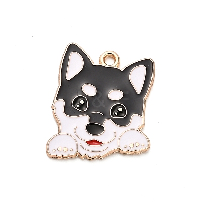 Animal Puppy Alloy Enamel Pendants FIND-V001-03G-01-1