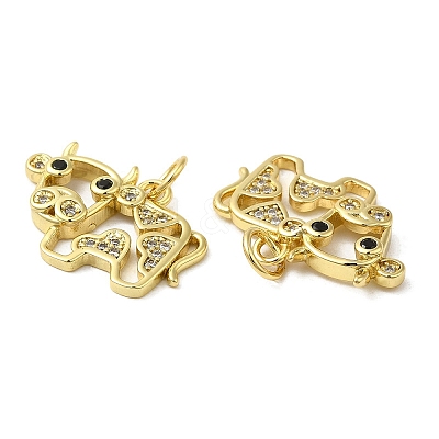 Rack Plating Brass Micro Pave Cubic Zirconia Pendants KK-C030-24G-1