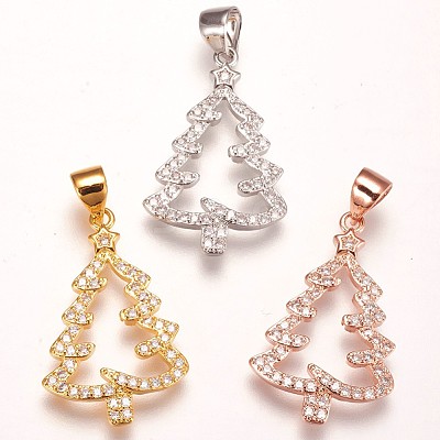 Brass Micro Pave Cubic Zirconia Pendants ZIRC-F086-01-1