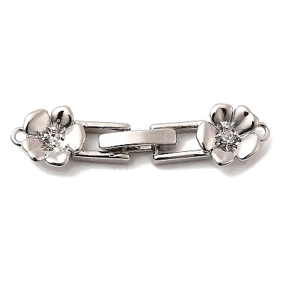 Brass Micro Pave Clear Cubic Zirconia Fold Over Clasps KK-C075-32P-1