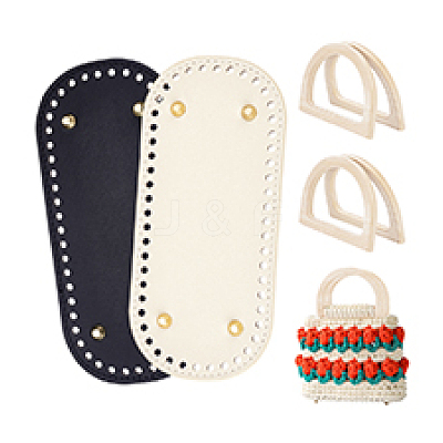 2Pcs 2 Colors Oval PU Leather Knitting Crochet Bags Nail Bottom Shaper Pads DIY-PH0029-30A-1