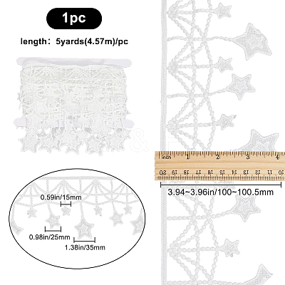 5Yards Star Polyester Lace Trim Ribbon OCOR-GF0004-05B-1