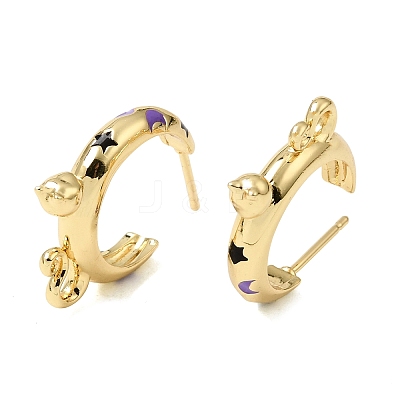 Brass Enamel Stud Earrings KK-CBA8324-23G-1