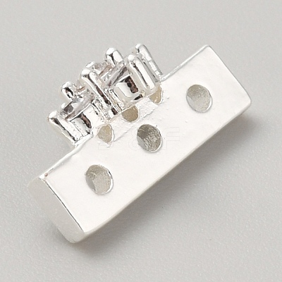 Brass Pave Clear Cubic Zirconia Connector Charms KK-WH0081-22A-S-1