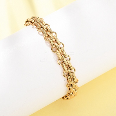 3-Tie 304 Stainless Steel Multi-stand Oval Link Chain Bracelets for Women Men BJEW-F529-06G-1