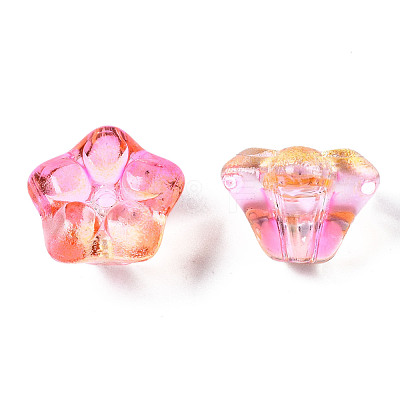 Two Tone Transparent Spray Painted Glass Beads GGLA-S054-011D-01-1