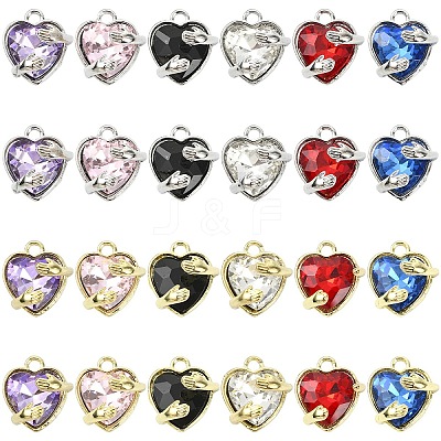 12Pcs 6 Colors Alloy Glass Charms FIND-YW0011-33G-1