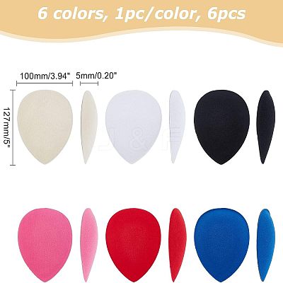 6Pcs 6 Colors EVA Cloth Teardrop Fascinator Hat Base for Millinery AJEW-CA0002-78-1