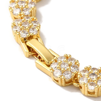 Rack Plating Brass Pave Cubic Zirconia Flower Link Chain Bracelets for Women BJEW-A018-03G-03-1