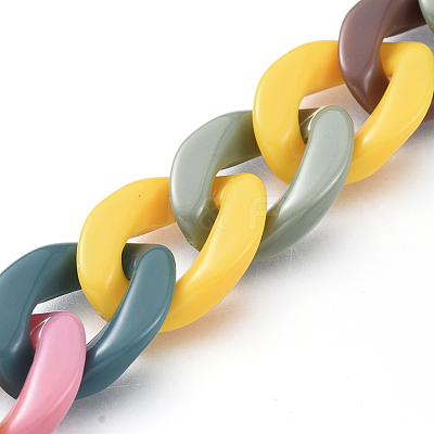 Handmade Opaque Acrylic Curb Chains AJEW-JB00553-1