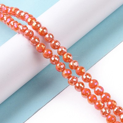 Electroplate Opaque Solid Color Glass Beads Strands GLAA-E036-11A-1