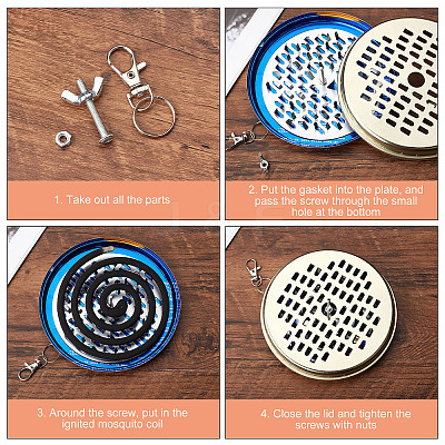 Tinplate Mosquito Coil Holder AJEW-WH0042-69LG-1