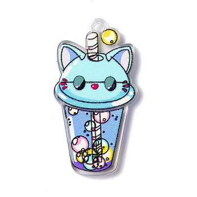 Transparent Printed Acrylic Pendants LS-TACR-G042-01E-1