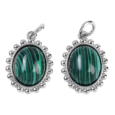 Synthetic Malachite Oval Pendants KK-U043-46P-D-1