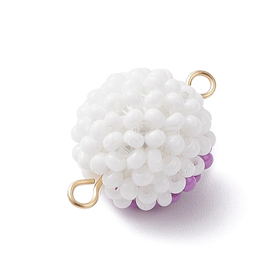 Halloween Glass Peal & Glass Seed Beaded Round Eye Links Connector Charms PALLOY-MZ00948-06-1