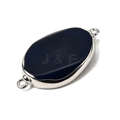 Natural Agate(Dyed & Heated) Oval Links Connector Charms G-P614-06P-01-1