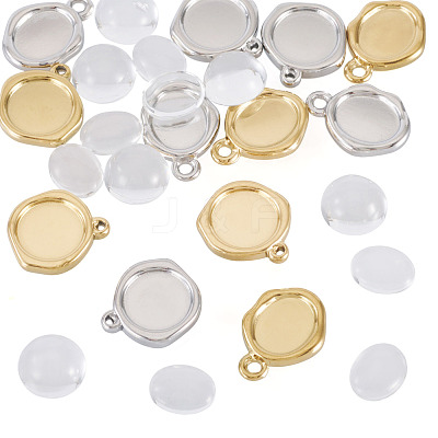 32Pcs 304 Stainless Steel Pendant Cabochon Settings STAS-TA0005-81-1
