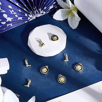8Pcs 2 Styles Brass Enamel Pendants KK-BBC0022-17-1