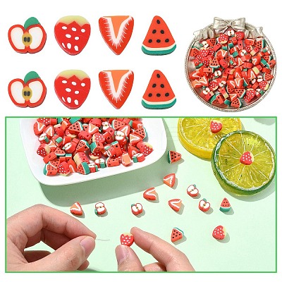100Pcs 4 Styles Handmade Polymer Clay Beads CLAY-YW0002-38-1