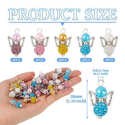 20Pcs 5 Colors Polymer Clay & Glass Rhinestone Pendants FIND-TA0004-83-1