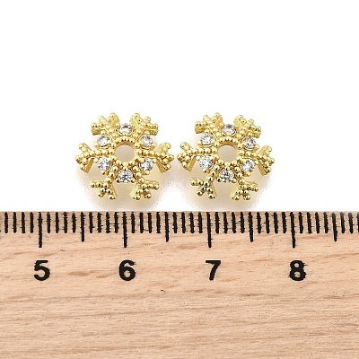 Snowflake Brass Micro Pave Clear Cubic Zirconia Bead Caps KK-K300-03C-G-1