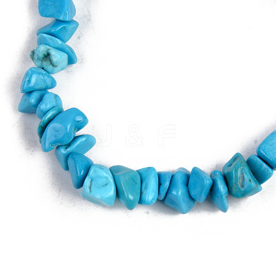 Chip Synthetic Turquoise(Dyed) Beaded Stretch Bracelets BJEW-S143-58-1
