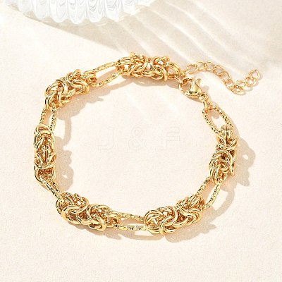 Unisex 304 Stainless Steel Byzantine Chains Bracelets BJEW-G790-05G-1