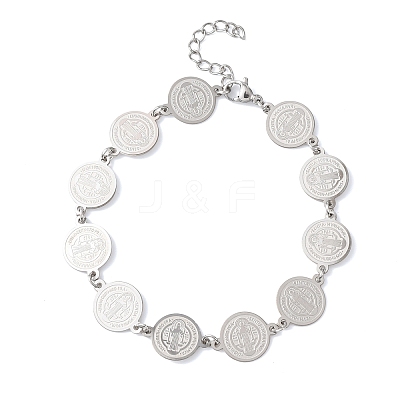 Religion 304 Stainless Steel Link Chain Bracelets for Women BJEW-F524-01P-1