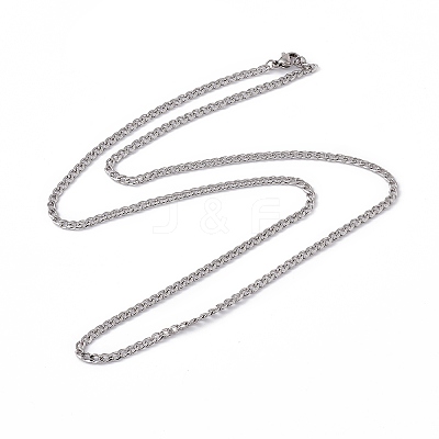 Non-Tarnish 201 Stainless Steel Curb Chain Necklace for Women Men NJEW-P268-A38-1X5-1