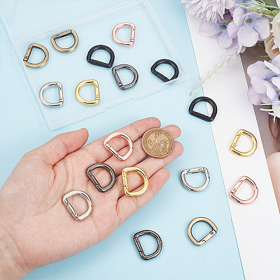 18Pcs 6 Colors Zinc Alloy Spring Gate Rings FIND-UN0004-09-1