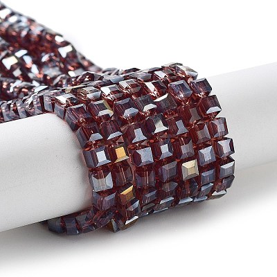 Electroplate Glass Beads Strands EGLA-R030-4x4mm-09-1