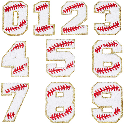 1Bag Sport Theme Number 0~9 Embroidery Cloth Iron on/Sew on Patches PATC-CY0001-65C-1