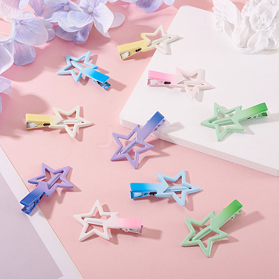10Pcs 5 Colors Gradient Color Iron Alligator Hair Clips OHAR-TA0001-14-1
