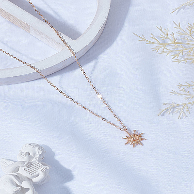 1Pc Zinc Alloy Sun Pendant Cable Chain Necklaces NJEW-LP0003-21G-1