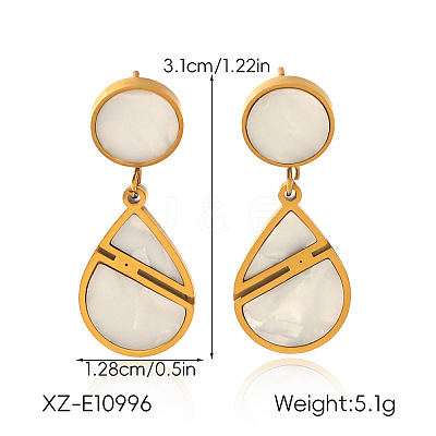 304 Stainless Steel Shell Stud Dangle Earrings for Women WGC6C09-02-1