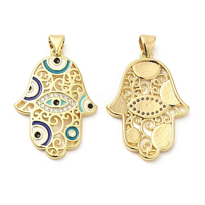 Brass Pave Cubic Zirconia Pendants KK-Z028-19G-1