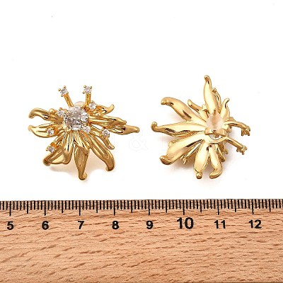 Flower Brass Micro Pave Cubic Zirconia Stud Earrings EJEW-B148-08B-G-1
