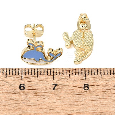 Brass Enamel Stud Earrings EJEW-B152-01G-03-1