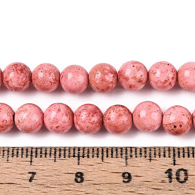 Dyed Synthetic Fossil Beads Strands G-T139-6mm-66D-1