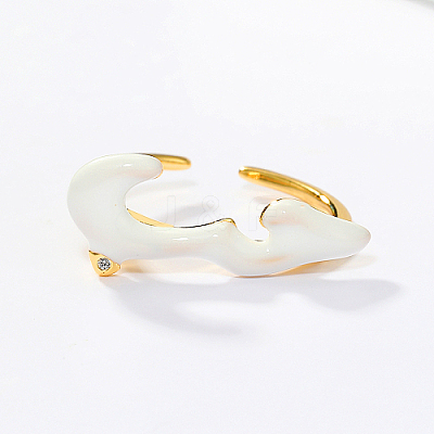Cloud Shape Real 18K Gold Plated Brass Micro Pave Cubic Zirconia Open Cuff Rings KX3532-3-1