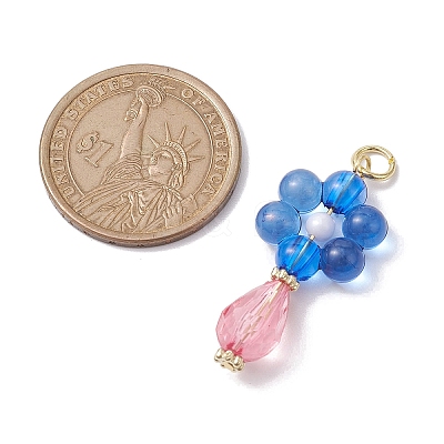 Flat Round Acrylic Pendant Necklaces PALLOY-JF02613-1