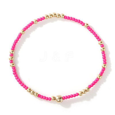 Glass Seed Beads & CCB Beads Stretch Bracelets TB4137-31-1