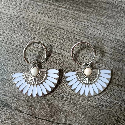 Alloy Enamel Fan Hoop Earrings FS-WGDB6C8-03-1