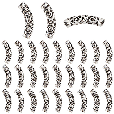 30Pcs Tibetan Style Alloy Curved Tube Beads FIND-PH0022-67A-1