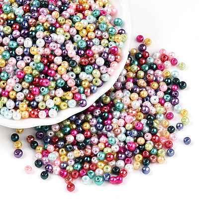 Baking Paint Pearlized Glass Pearl Beads HY-Q003-3mm-M01-1