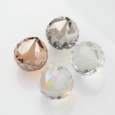 Faceted Round Glass Pendants GLAA-O008-F-1
