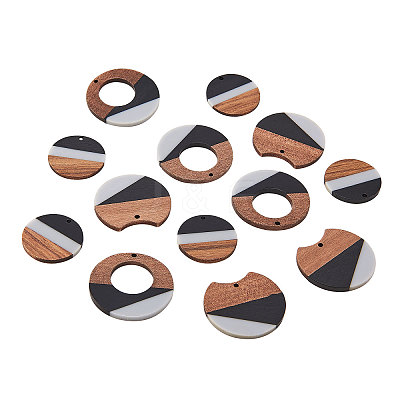 Tri-color Resin & Wood Pendants RESI-CJ0001-15-1
