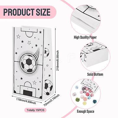 15Pcs Football Pattern Paper Bakery Bags ABAG-TA0002-32A-1